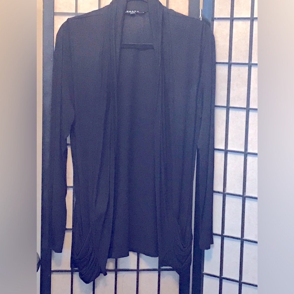 Chaus Black Cardigan w/pockets EUC